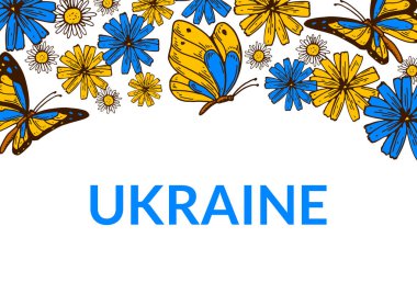 Solidarity with Ukraine poster. Stand with Ukraine design. Hand drawn vector illustration