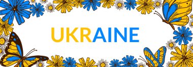 Solidarity with Ukraine poster. Stand with Ukraine design. Hand drawn vector illustration