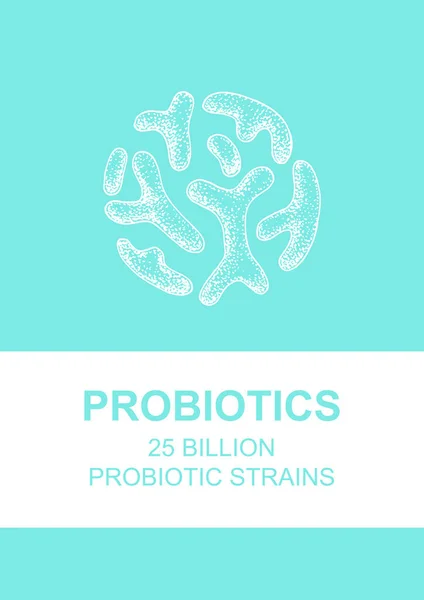 Handgezeichnetes Probiotika Design Für Verpackung Und Branding Vektorillustration Skizzenstil Mikroskopische — Stockvektor