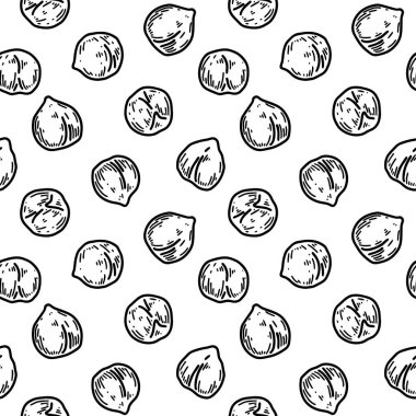 Hand drawn chickpeas seamless pattern. Vector illustration in sketch style