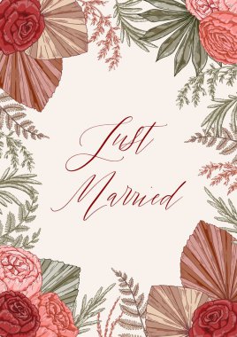 Modern vertical boho wedding designs for invitation, greeting cards, posters. Save the date. Hand drawn vector illustration
