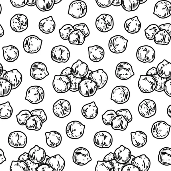 Hand Drawn Chickpeas Seamless Pattern Vector Illustration Sketch Style — Vetor de Stock