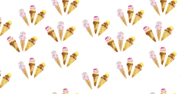 Banner horizontal de fondo de helado para redes sociales acuarela suave ilustración —  Fotos de Stock