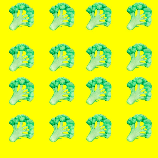 Sarı-yeşil brokoli suluboya deseni elle dijital kağıt ile — Stok fotoğraf