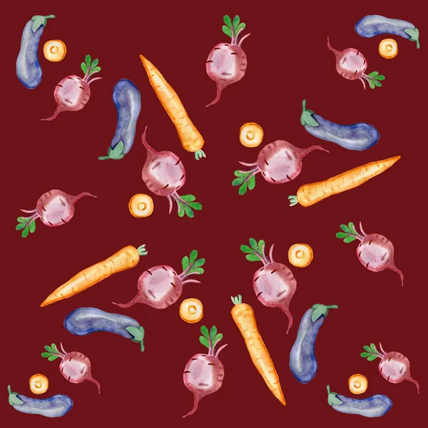 Vegan Food Watercolor Seamless Pattern Ύφασμα Τραπεζομάντηλο Παραπέτασμα Κουζίνα Χαρτοπετσέτα Apron Potholder — Φωτογραφία Αρχείου