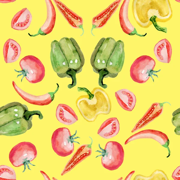 Gemüse Aquarell nahtlose Muster digitaler Papierstoff Küche veganes Essen Vorteile natürlicher Ernährung — Stockfoto