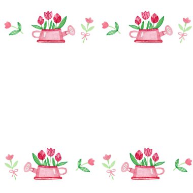 Kusursuz sınır kurdelesi, bahar sulandırma, lale pembesi rengi.