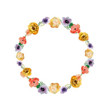 Çiçekler, kartpostallar ve sosyal ağlardaki paylaşımlar için arka plan çerçevesinde elle izole edilmiş suluboya metinler için bir yer