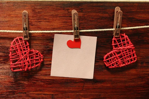 Note and two hearts — Stock Photo, Image