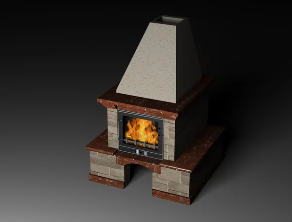 3d illustration of a fireplace — Stock Photo, Image