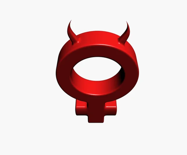 Female symbol with horns on white background - 3d illustration — Stock Photo, Image