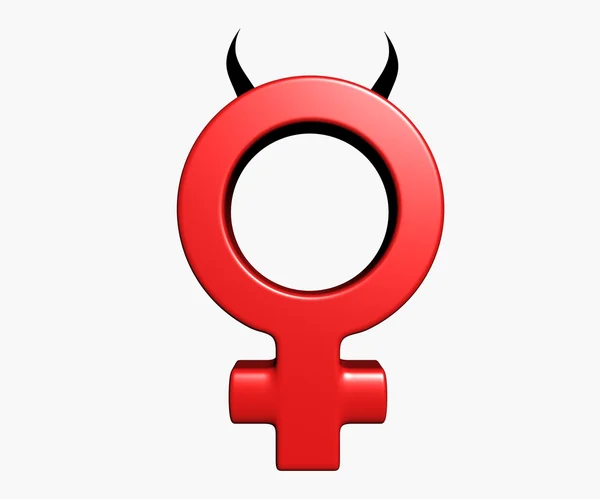 Female symbol with horns on white background - 3d illustration — Stock Photo, Image