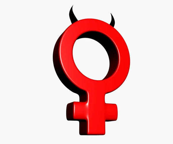 Female symbol with horns on white background - 3d illustration — Stock Photo, Image