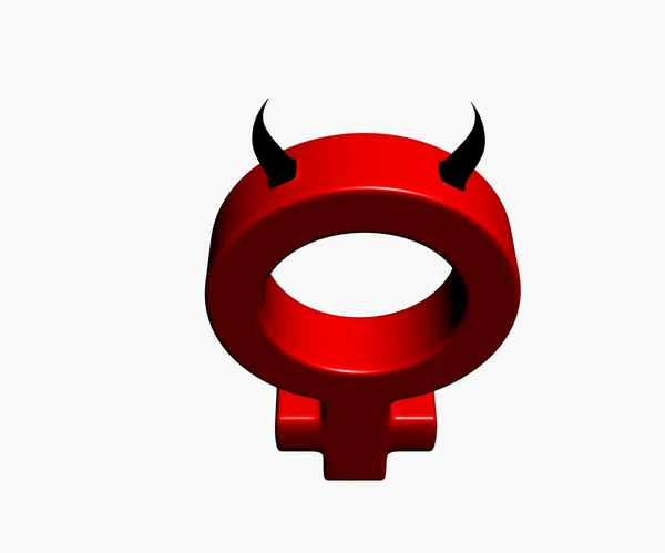 Female symbol with horns on white background - 3d illustration — Stock Photo, Image