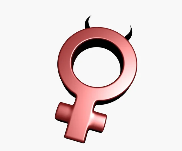 Simbolo femminile con corna su sfondo bianco - Illustrazione 3d — Foto Stock