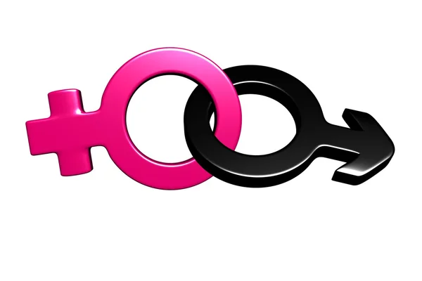 3D symbole płci męskiej i żeńskiej. — Zdjęcie stockowe