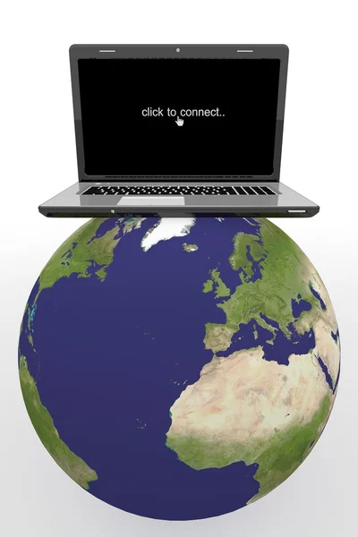 World globe,Laptop on a map — Stock Photo, Image