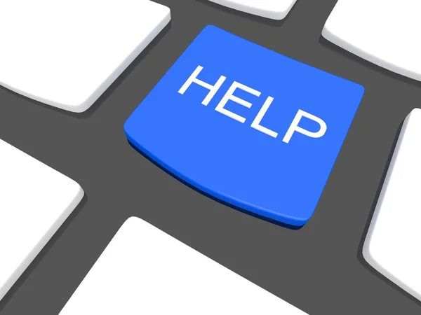 "Help "tekst op een knop toetsenbord, 3D renderen — Stockfoto