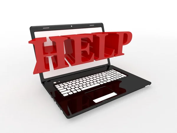Laptop help symbol (done in 3d, isolated) — Stock Photo, Image