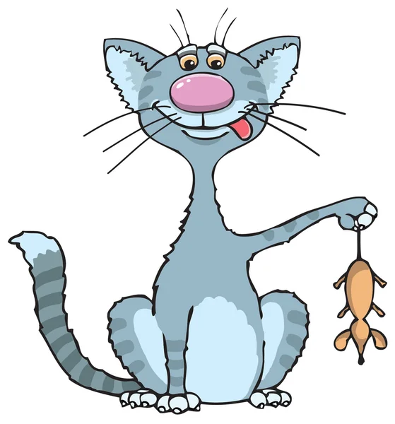 Katten håller en mus Royaltyfria illustrationer
