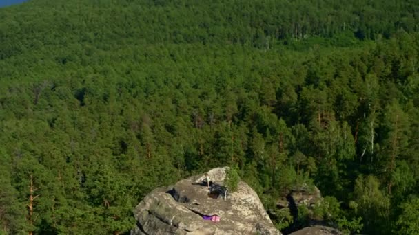 Das Mädchen macht Yoga und Fitness in der Natur — Stockvideo