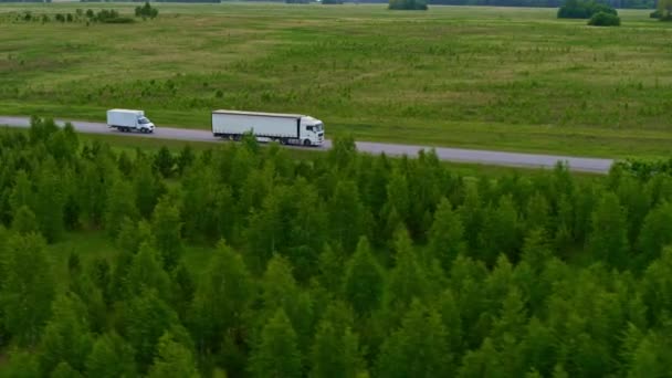 Otobanda bir kamyonun havadan görüntüsü. — Stok video