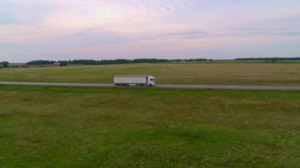 Vista aérea de un camión en la carretera — Vídeo de stock