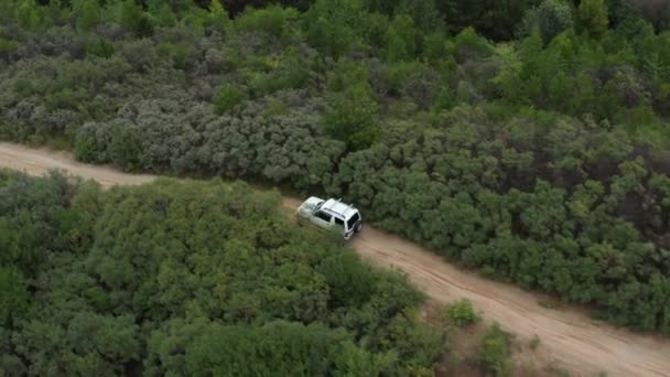 Vista Aérea Carro Dirigindo Areia Verão — Vídeo de Stock