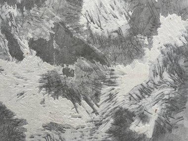 Beton duvar dokusu. Beyaz macunlu eski püskü gri taş duvar. Kapat.