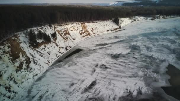 Calma Río Helado Cubierto Hielo Frío Día Invierno Agua Pacífica — Vídeos de Stock