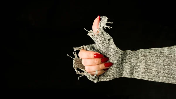 Crop Person Showing Thumbs Hand Anonymous Person Showing Thumbs Black — Stock Photo, Image