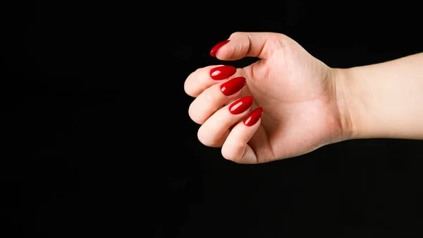 Crop Femme Avec Vernis Ongles Rouge Angle Élevé Femelle Sans — Photo