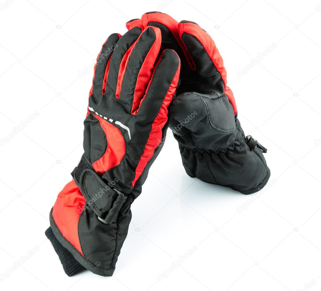 Ski black-and-red gloves