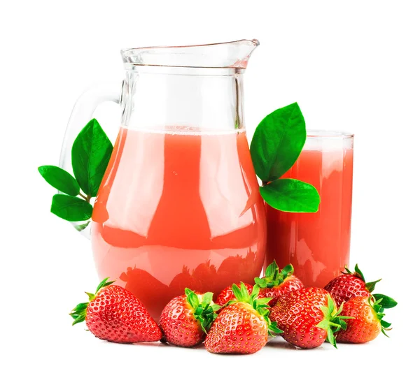 Strawberries juice with fresh strawberries — Stock Photo, Image