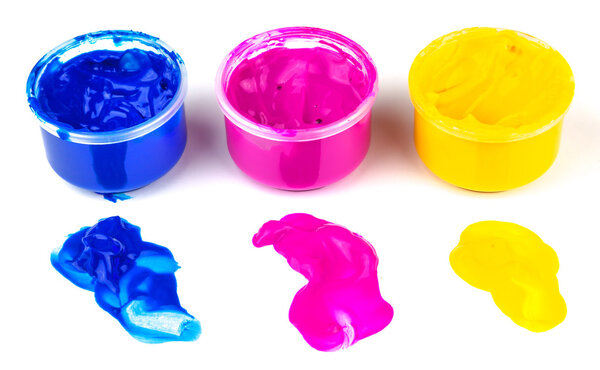 Краска банки и мазки краски
