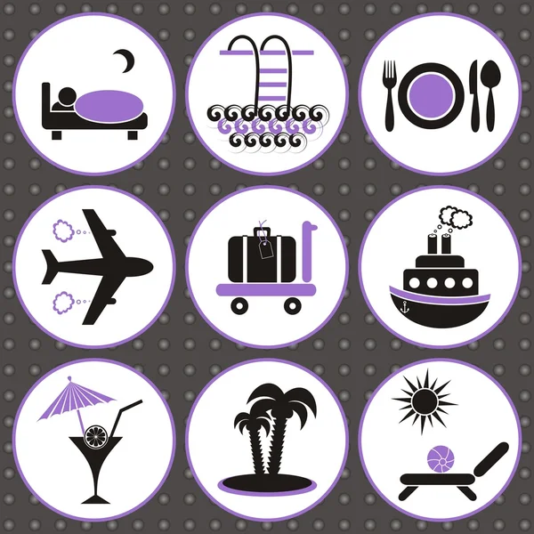 Iconos de viaje y alojamiento — Vector de stock