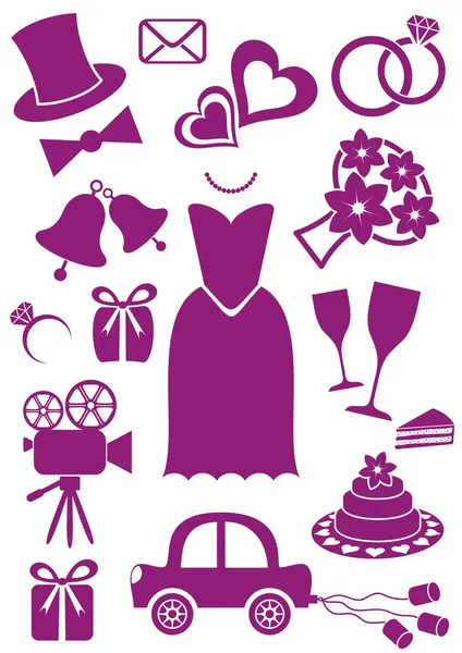 Wedding icons — Stock Vector