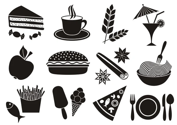 Iconos de alimentos y bebidas — Archivo Imágenes Vectoriales
