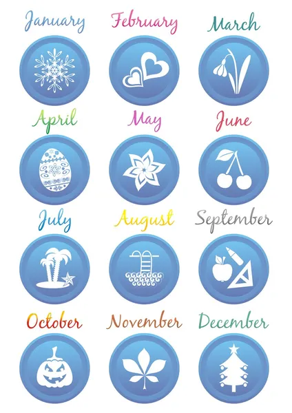 Calendario Iconos — Archivo Imágenes Vectoriales