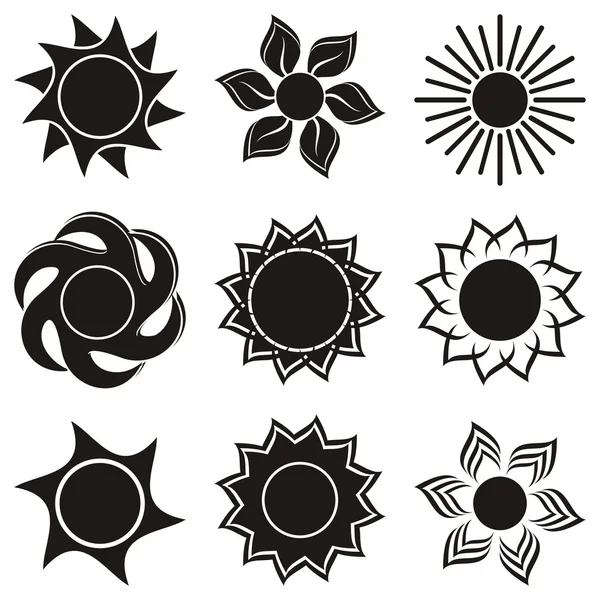 Abstrakte Ikonen der Sonne — Stockvektor