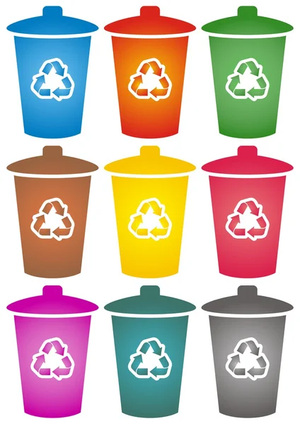 Iconos de papeleras de reciclaje — Vector de stock