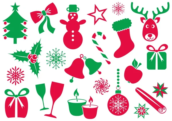 Icônes de Noël et d'hiver — Image vectorielle