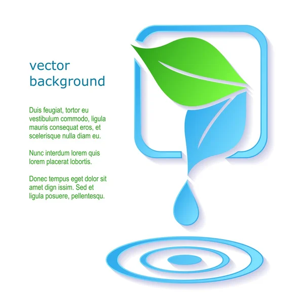 Goutte d'eau et feuilles — Image vectorielle