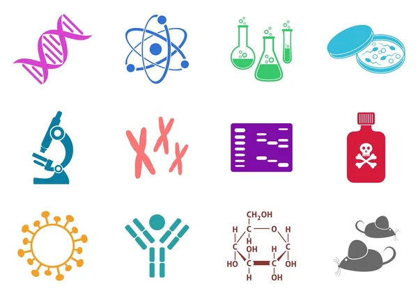 Ícones da ciência da biologia — Vetor de Stock