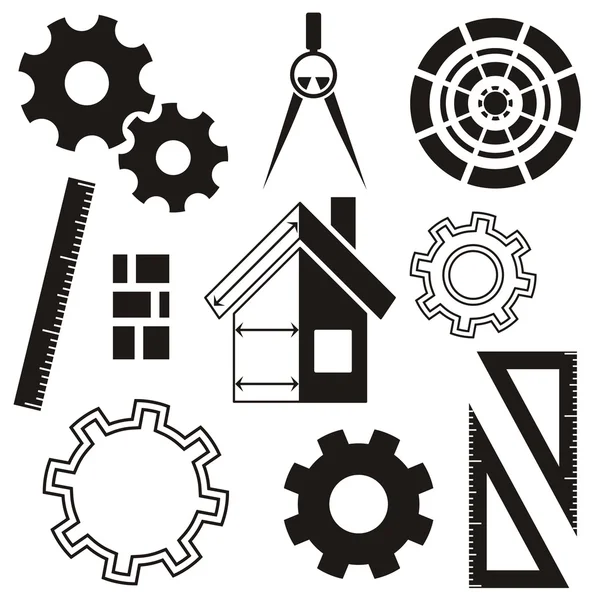 Dům stavební ikony — Stockový vektor