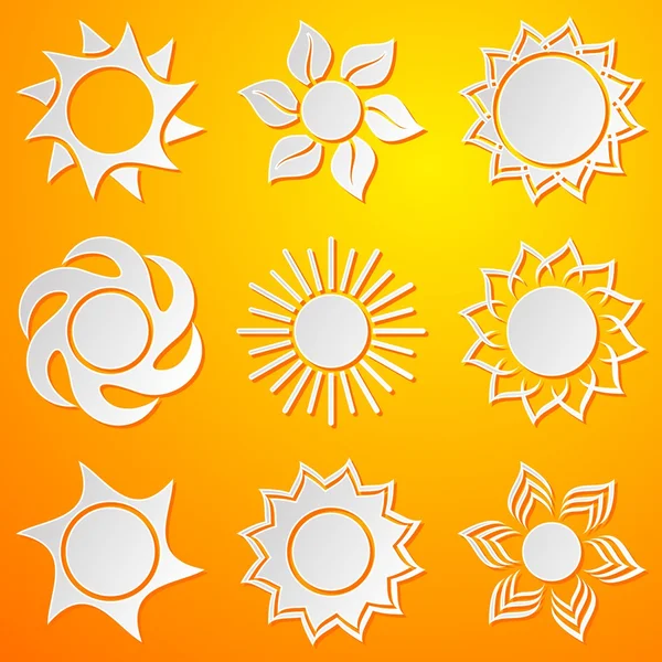 Icônes abstraites du soleil — Image vectorielle