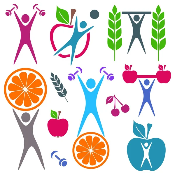 Iconos de salud y alimentación — Archivo Imágenes Vectoriales