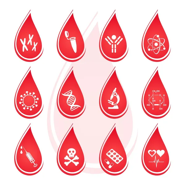 Krevní test ikony — Stockový vektor