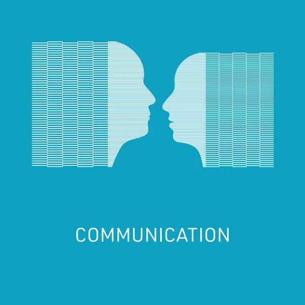 Koncept komunikace s mužskou a ženskou tváří — Stockový vektor