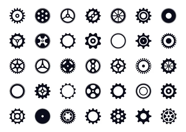 Iconos de rueda de engranaje vectorial sobre fondo blanco — Vector de stock
